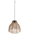 Dehner LED Solarleuchte Solar-Hängelampe Mila, warmweißes Licht, IP44, Ø 26 cm, Höhe 22 cm, Warmweiß, Gartenleuchte in Rattanoptik mit Dämmerungssensor, 6 Std. Leuchtdauer