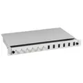 Spleißbox LC 50/125μm OM4 ausziehbar 24 -- Pigtails abgesetzt/12 Kuppl.