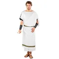 dressforfun tectake Herrenkostüm römische Toga | angenähte Schärpe | Bordüren im Brokat-Stil | inkl. Gürtel & Armstulpen mit Klettverschluss (S/M | Nr. 300398)