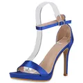 VAN HILL Damen High Heels Stiletto Satinoptik Elegant Schuhe 840414 212663 Blau 38