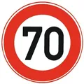 Verkehrsschild, Verkehrszeichen 274-70 Ronde 600 mm 70 km/h RAL-Gütezeichen Folie RA1