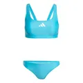 adidas Damen-Bikini, 3 Streifen, V-Rücken, Größe 38, Lucid Cyan/Weiß, 42