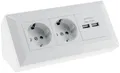 2-fach Steckdosenblock + 2x USB weiß 250V/ 16A Aufbaumontage USB 3,1A
