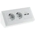 ChiliTec 2-fach Steckdosenblock + 2x USB, weiß 250V~/ 16A, Aufbaumontage, USB 3,1A