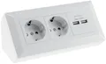 ChiliTec Steckdosenblock Ecksteckdose 2-Fach Schutzkontaktsteckdose 2X USB-A 3,1A Weiß