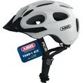 ABUS Stadthelm Youn-I ACE - mit integriertem LED-Rücklicht - Fahrradhelm für den Alltag - für Damen und Herren - Weiß Glänzend, Größe M
