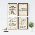 Nacnic 4 poster mit eisenbahn patenten | posterset mit erfindungen und alten werkzeugen | bilder von eisenbahnen, lokomotive, zugmaschine und zugsignal | größe a4.