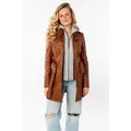 Mauritius Ledermantel BENTE2 (mit Gürtel) lange Lederjacke mit Gürtel & abnehmbarem Kapuzen-Inlay braun L (40)