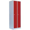 Lüllmann 2er Spind komplett montiert grau/rot 180x60x50cm (HxBxT) Stahl-Kleiderspind Spindschrank Kleiderspind 2 türig 510124