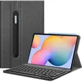 Fintie Tastatur Hülle für Samsung Galaxy Tab S6 Lite 10.4 2022/2020 SM-P610/P613/P615/P619 - Keyboard Case mit Magnetisch Abnehmbarer Deutscher T... - Schwarz