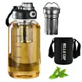Trinkflasche Glas 1.0L mit Teesieb – Auslaufsichere Glas Wasserflasche, Wasse...