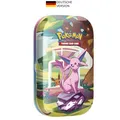 Pokémon-Sammelkartenspiel: Mini-Tin-Box Karmesin & Purpur – Prismatische Entwicklungen: Psiana (2 Boosterpacks & 1 Münze)