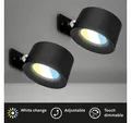 Briloner Leuchten Wandleuchte 2899025B, Dimmfunktion, LED fest integriert, 6500K - Kaltweiß, 2er Set LED Wandlampen zum kleben Schwarz 3W Innen ohne Stromanschluss