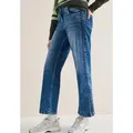 CECIL Weite Jeans Style NEELE Mid Blue mit tonalen Gallonstreifen und Stretch blau 28