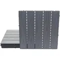 Wpc Bodenfliese Hhg 173, Holzoptik Balkon/terrasse, 3d-struktur Linear Beschichtet-grau 4x Je 50x50cm = 1qm