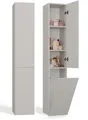 CDF Bad Hochschrank 174 cm Wäscheschrank mit Wäschekorb Badezimmerschrank hoch Aufbewahrung Schrank modern holzoptik - Kaschmir (beige)