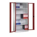 CP Stahlschrank 8931-055 S10299 lichtgrau, rubinrot, Acrylglas 4 Fachböden 120,0 x 50,0 x 195,0 cm, aufgebaut, 1 St.