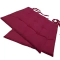 Stuhlkissen 40x40 cm ComfySeat - Sitzkissen mit Bändern / Schleife, 9-fache Steppung - Indoor & Outdoor, Farbe:Berry, Set:2er Set