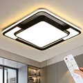 Style home Deckenleuchte LED Deckenlampe 90W, 42 * 42 * 6cm, dimmbar mit Fernbedienung,Quadrat Leuchte für Wohnzimmer, Schlafzimmer, Arbeitszimmer, Küche, Büro(Schwarz)