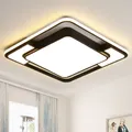 style home LED Deckenleuchte Metall Deckenlampe, 90W dimmbar mit Fernbedienung, LED fest integriert, Warmweiß bis Kaltweiß 3000K-6000K, 42x6cm Quadratisch für Wohnzimmer Schlafzimmer Küche, Schwarz, Schwarz