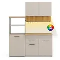 Vicco Singleküche, Greige, Honigeiche, Holzwerkstoff, Küchenblock,Rechteckig, 160x81.6x60 cm, Küchen, Küchenzeilen & Küchenblöcke, Küchenzeilen ohne Geräte