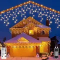 HeiPard Eisregen Lichterkette Außen 16m 648 LED Weihnachtsbeleuchtung Außen mit 8 Leuchtmodi 4 Helligkeit Fernbedienung Timer Wasserdicht Lichtervorhang Aussen für Fenster Balkon Haus Weihnachtsdeko