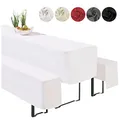 heimtexland ® Hussen Set 3-teilig Bierzeltgarnitur 1x Tischhusse Biertisch 2X Bankhusse Bierbank Tischdeko Typ860 Weiß für 50x220 cm Tisch