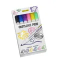 ONLINE Outline Pen silber mit farbigem Rand Glitzereffekt, 6er Set