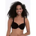 Bügel-Bandeau-Bikini-Top ROSA FAIA "Hermine", Damen, Gr. 44, Cup D, schwarz, Polyamid, Elasthan, unifarben, feminin, Bikini-Oberteile, mit schöner Raffung und Zierring vorn