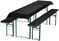 Waidmeister Bierbankauflagen Set 3 teilig - Auflagen für Bierzeltgarnitur - 1 Tischdecke 240x70 cm für Biertisch & 2 Bankauflagen gepolstert 220x25 - Farbe: Schwarz