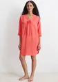 Strandkleid, leichtes Tunikakleid, seitliche Schlitze, V-Ausschnitt, Gr. XS - N-Gr, sunset coral N-Gr