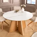 riess-ambiente Runder Esstisch ORGANIKO 120cm weiß natur marmoriert Keramik Eichenholz 4 Personen