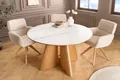 riess-ambiente Esstisch ORGANIKO 120cm weiß/natur - Eichenholz-Optik, Keramik, Marmor-Design (Einzelartikel, 1-St), stilvoller Küchentisch mit runder Tischplatte - ideal für 4 Personen