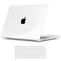 TECOOL Hülle Kompatibel mit MacBook Air M4 M3 M2 13.6 Zoll 2022 2024 2025 (A3240 A3113 A2681), Ultradünne Schutzhülle Transparent Case mit Tastaturschutz (EU Layout), Kristallklar