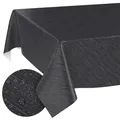 Tischdecke abwaschbar Wachstuch Wachstuchtischdecke Gartentischdecke Leinen-Optik Pflegeleicht Wasserabweisend 140 x 100cm (Rechteckig) Anthrazit Schnittkante