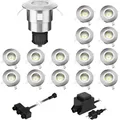 ledscom.de LED Boden-Einbauleuchte Atria für außen Aluminium kalt-weiß, je 14lm, IP65, 40mm Ø 15er Set