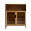 Badezimmerschrank Bambus Badregal Badschrank mit 3 Ablagen 81x65x31cm