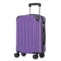 Koffer Trolley Reisekoffer Suitcase, Rollkoffer Handgepäck ,mit 4 Rollen360°, Hartschalenreisekoffer, Zahlenschloss, Weicher Gummigriff(M,Lila)