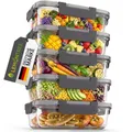 Lemontree Vorratsdosen mit Deckel Luftdicht - Meal Prep Boxen Glas - Mikrowellengeeignet, Spülmaschinenfest - Auslaufsicher, stapelbar - Aufbewahrungsbox Küche (Meal Prep Boxen 5er Set)
