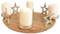 RIFFELMACHER & WEINBERGER Adventskranz Kerzenhalter "Runder Teller mit Sternen" 70338 - Natur Silber 38x13cm