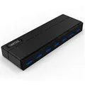 UNITEK Hub 7 Port USB 3.0 aktiv mit Stromversorgung, Datenhub Multiport Verteiler für PC, Laptop, Tastatur, Mouse, Drucker, iOS (Mac) + Windows Kompatibilität, Plug&Play, Schwarz, Y-3184, 7x USB 3.0 mit Stromversorgung