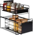 Relaxdays Schubladenregal, mit 2 Körben, Unterschrank Organizer, Küche und Bad, Korbauszug, HBT 39,5x25x40,5 cm, schwarz