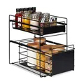 Relaxdays Schubladenregal, mit 2 Körben, Unterschrank Organizer, Küche und Bad, Korbauszug, HBT: 39,5x25x40,5, schwarz