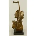 Casa Padrino Bronze Deko Skulptur Geige Bronze / Schwarz H. 41 cm - Abstrakte Schreibtisch Dekoration