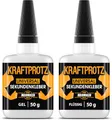 2× 50 g Sekundenkleber Set – Flüssig & Gel – KRAFTPROTZ Superkleber extra stark, wasserfest & hitzebeständig – Anti-Austrocknungs-Spitze – Für Kunststoff, Glas, Metall, Holz, Gummi, Stein & mehr