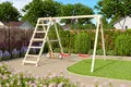 Akubi Kinderspielgerät Doppelschaukel Felix mit Klettergerüst und Netzrampe