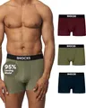 Snocks Premium Boxershorts Herren aus weichem Lenzing Modal (3er Pack) - Ultraleichte atmungsaktive Boxershorts. Unterwäsche Männer ohne Kratzenden Etiketten - Gr.L - Farbe Mix(Schwarz/Rot/Olivine)