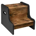 HOOBRO Tritthocker für Kinder, Tritt-Schemel, Kinderschemel mit 2 Stufen, mit Antirutschmatte und Griff, multifunktional, für Badezimmer, Küche, Kinderzimmer, Dunkelbraun-Schwarz EBF01JD01G1