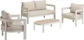 Dehner Gartenlounge Altea, inkl. Sitzpolster / Dekokissen / Beistelltisch, bis zu 4 Sitzplätze, Aluminium / Polyester, creme