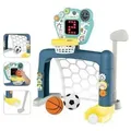 COIL Kinder-Fußballtor, Interaktives Fußballtor, Multi-Sport-Aktivitätsspiel 3in1, Basketball, Fußball, Golf, LED, Musik,für Kinder ab 18 Monaten - Blau